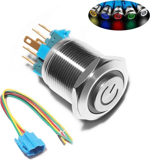 22MM 5P 12VDC ON-OFF METAL SWITCH WITH BLUE LIGHT